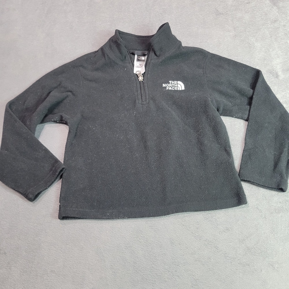 The North Face Fleece Pullover Boys XS 6 Black Glacier 1/4 Zip Mock Neck Outdoor